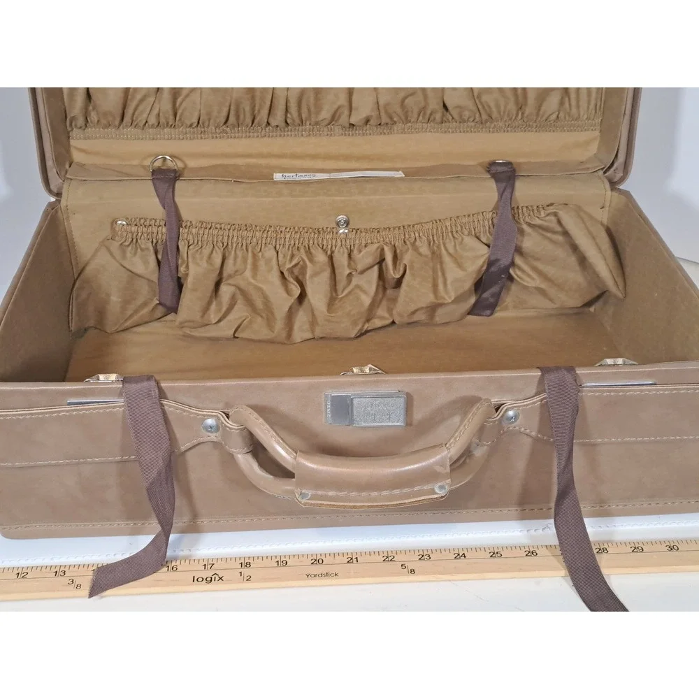 Vintage Hartmann Luggage Tan Hard Shell Suitcase Mid-Century Modern 21 Inch